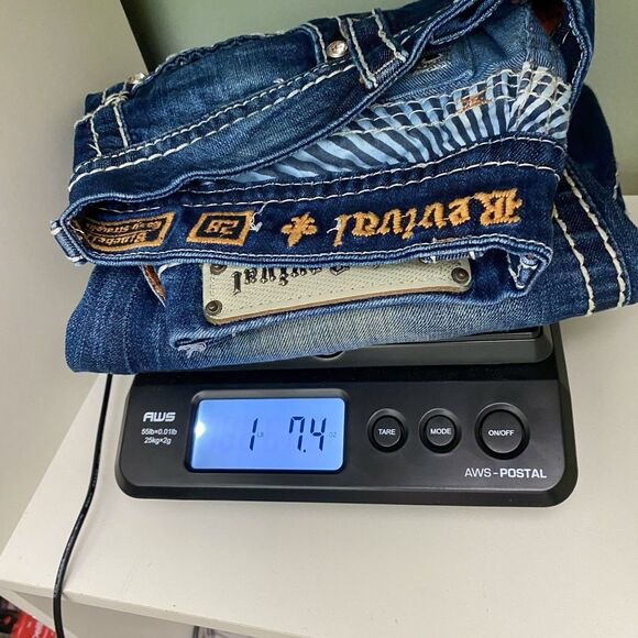 Rock Revival Straight Leg Low Rise Jeans Blue Bluebell Bling Y2K Womens 28 - Picture 13 of 13